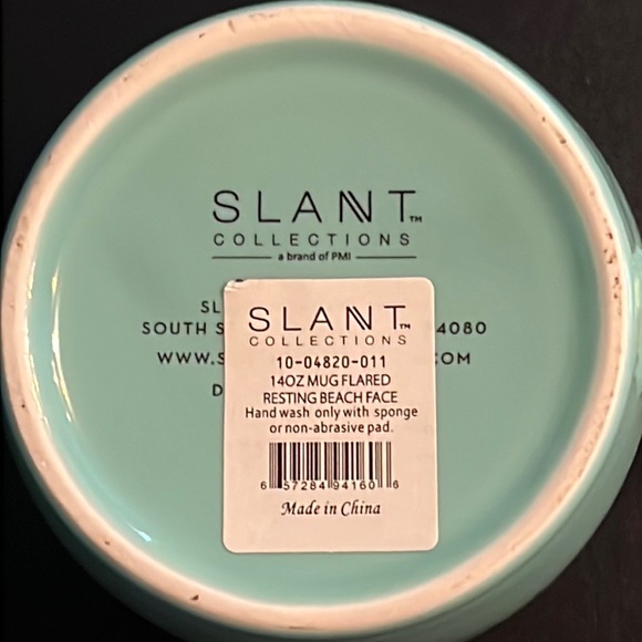 “resting beach face” gold on turquoise ceramic 14oz mug-NWT - Picture 4 of 8